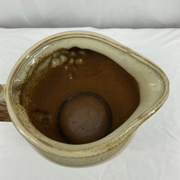 Vintage Pottery Pitcher With Raised Grapevine‎ Design – Rustic Pottery Pitcher - Picture 3 of 7